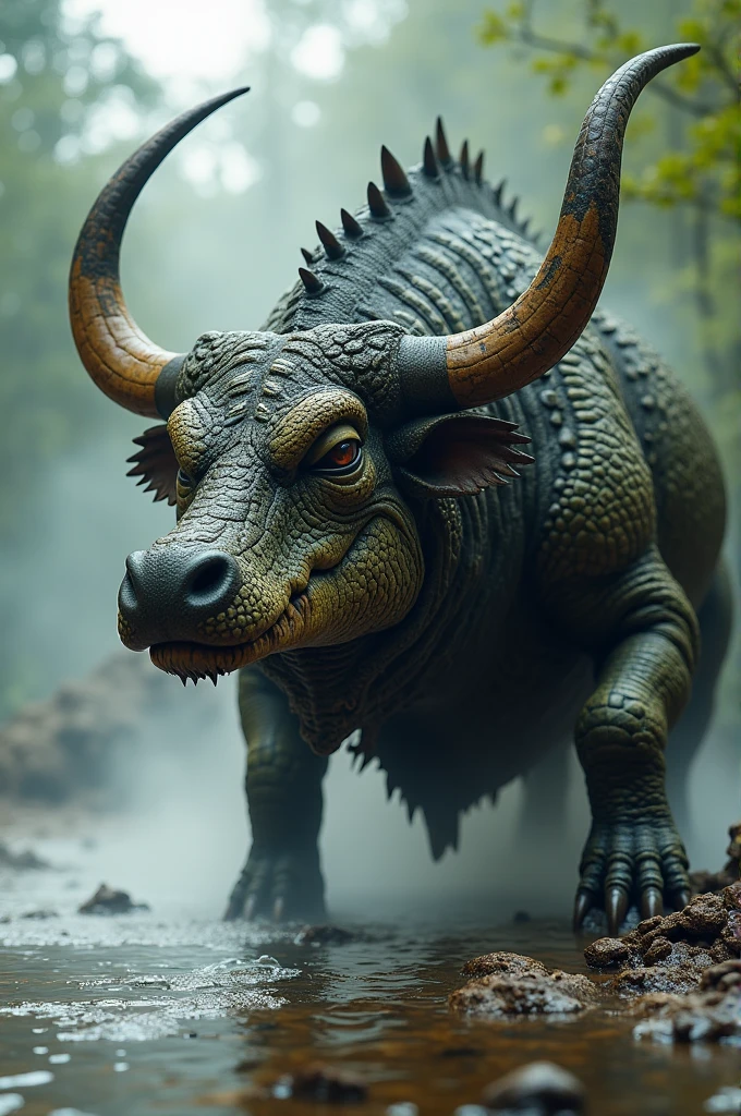 Crocodile mix with bull