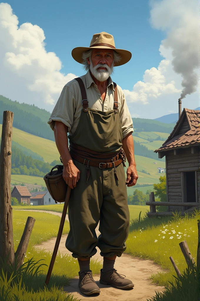 A poor farmer lived in a small village in the settlement,