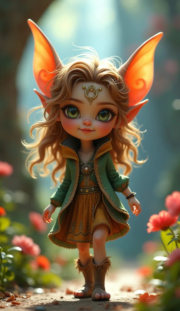 cute and sexy goblin girl, 2.5d style, outliner