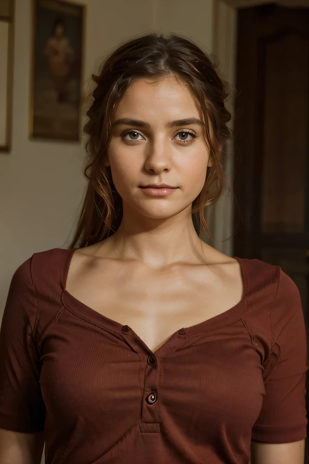 génere moi une photo ou elle regarde bien la caméra