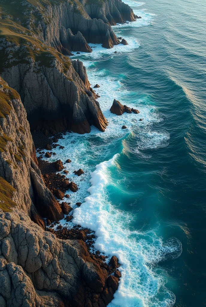 Ocean The rocks are visible View from above