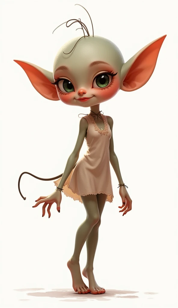 cute and sexy goblin girl, 2.5d style, outliner, white background