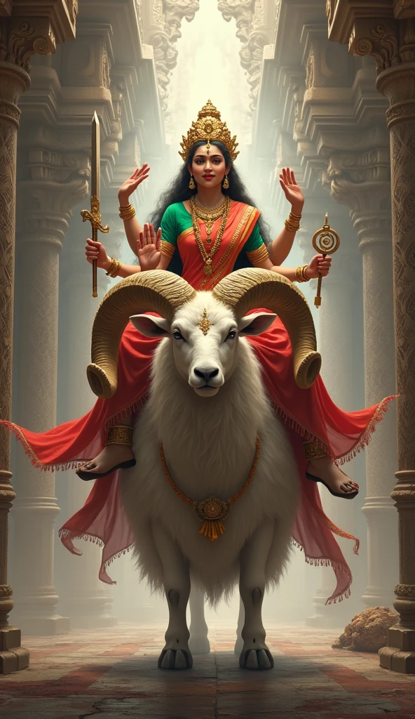 એક વિશાળ મંદિર હોય છે એમાં શ્રી ગેલ માતાજી એક મોટા ચિંગડા વાળા સફેદ રંગ નાં ઘેટાં પર બેઠા હોય છે અને શ્રી ગેલ માતાજી ને ચાર હાથ હોય છે એક હાથે આશીર્વાદ આપતા હોય છે અને બીજા હાથે માં તલવાર,ત્રીશુલય,ચક્ર, હોય છે અને શ્રી ગેલ માતાજી એ લાલ રંગ ની સાડી પહેરી હોય છે અને તેનું બ્લાઉઝ લીલા રંગનું હોય છે શ્રી ગેલ માતાજી નાં ગળામાં ફુલો નો હાર હોય છે અને માથે સોનાનો મુગટ હોય છે અને ઘેટાં નાં ગળામાં ધંટડી હોય છે