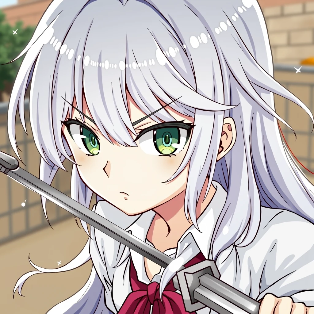 A beautiful anime character with long black hair and sharp eyes is performing a technique with a sharp sword in her hand.