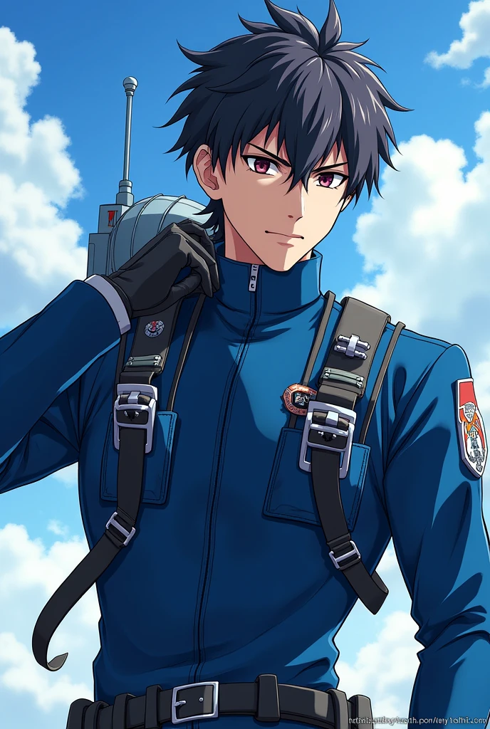 Man Anime character with blue Pilot's uniform