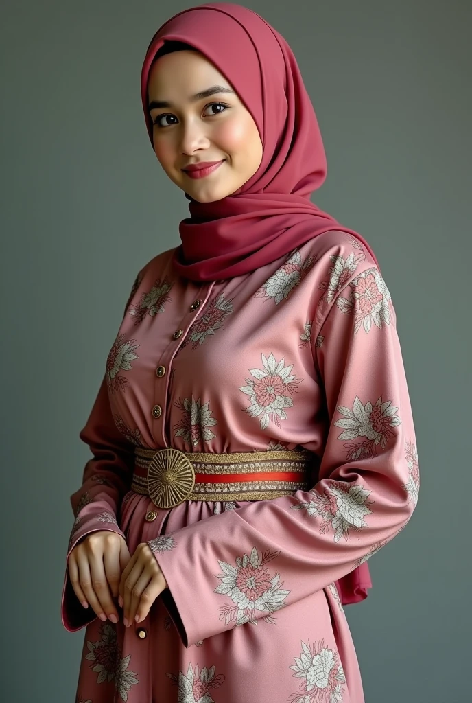 malaysian hijab girl,big breast,big ass,using floral baju kurung