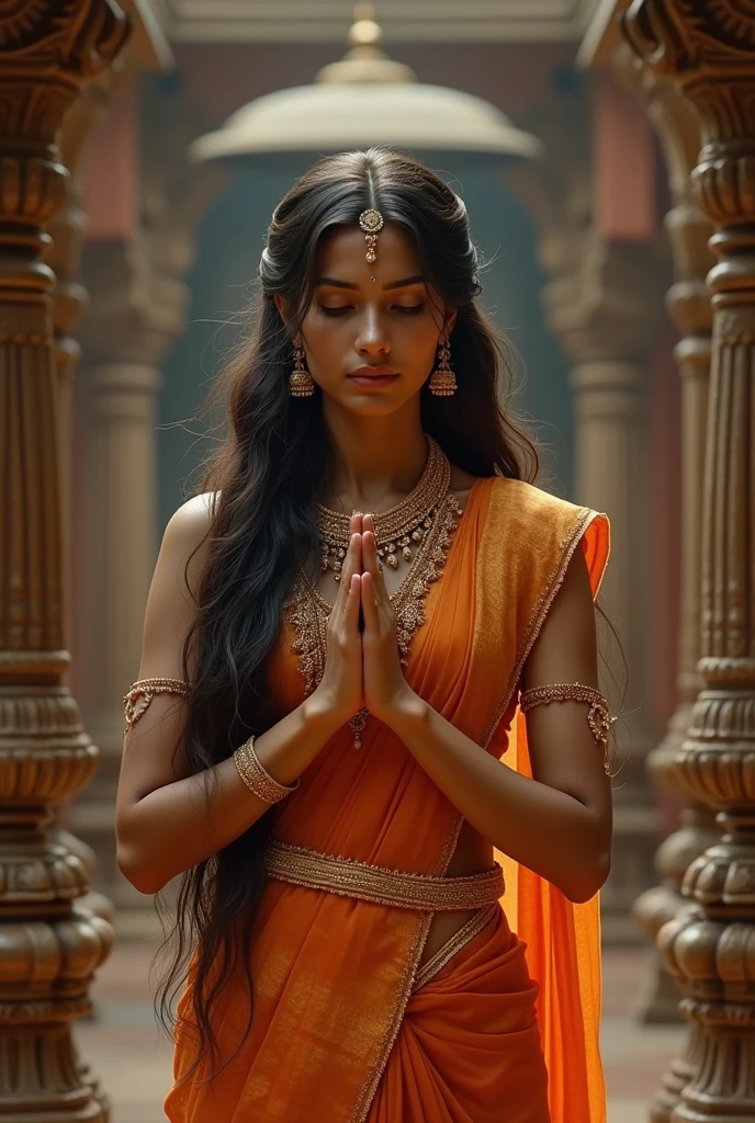 Beautiful indian sanskari girl like original human woman
Saree wearing
Long hair
Bindi
Jewellery wearing
Prayer doing in temple