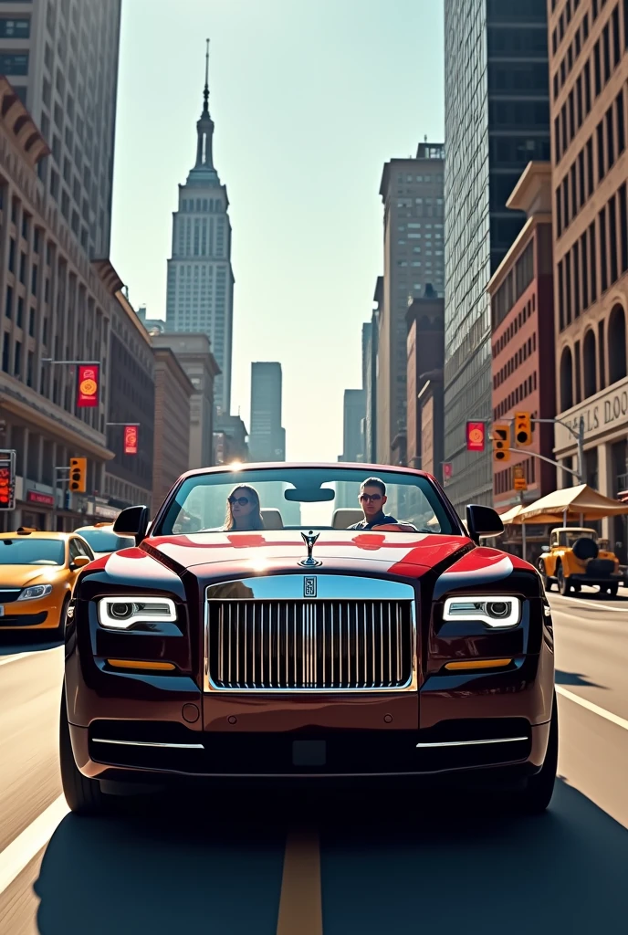 Rolls royce with open roof at new york city