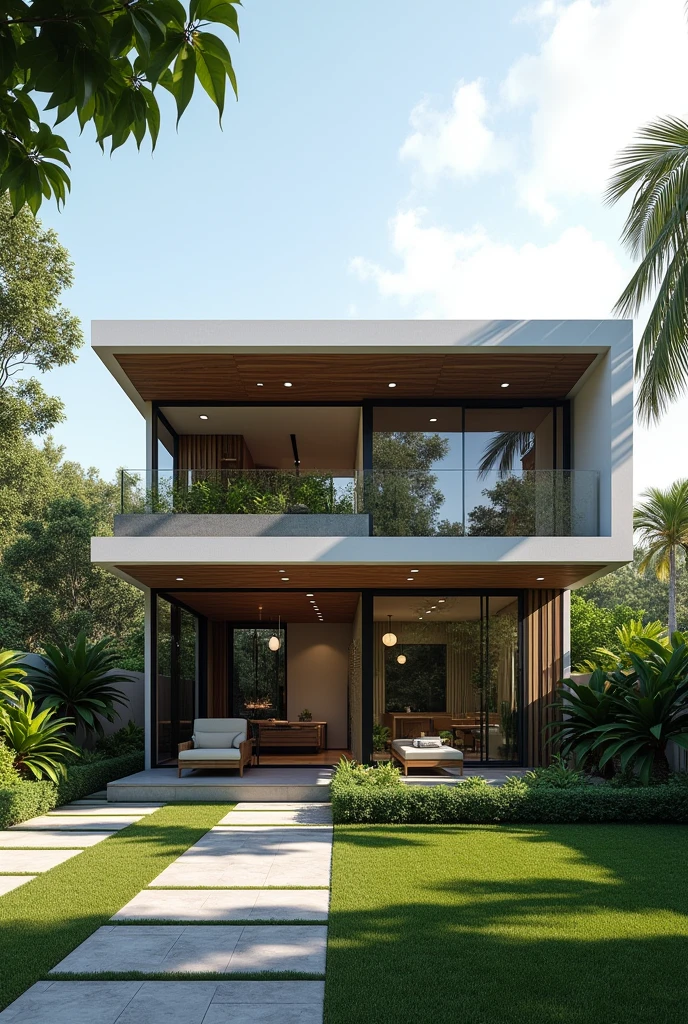 Exterior desing , modern residence in Brazil , ultra realisitic , 4K , High-resolution rendering