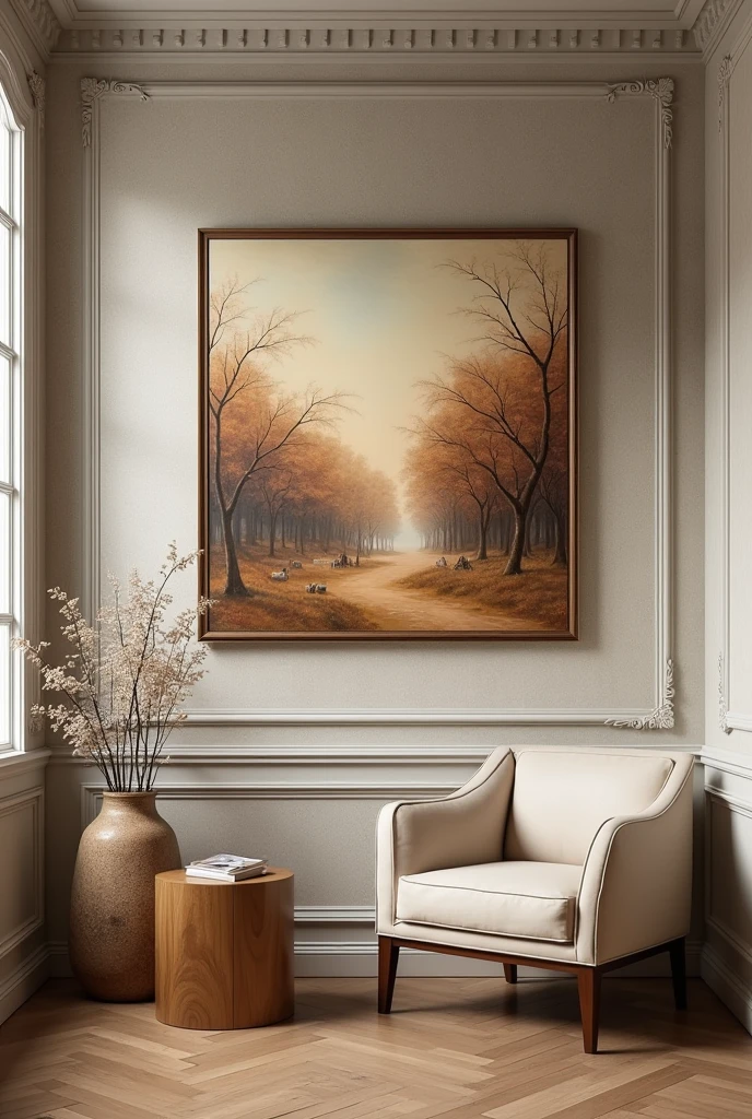Beautiful room and wall paper design with beautiful painting art size 25x25 inches