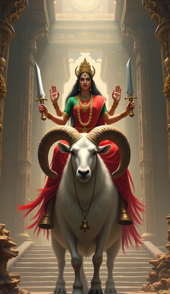 એક વિશાળ મંદિર હોય છે એમાં શ્રી ગેલ માતાજી એક મોટા ચિંગડા વાળા સફેદ રંગ નાં ઘેટાં પર બેઠા હોય છે અને શ્રી ગેલ માતાજી ને ચાર હાથ હોય છે એક હાથે આશીર્વાદ આપતા હોય છે અને બીજા હાથે માં તલવાર,ત્રીશુલય,ચક્ર, હોય છે અને શ્રી ગેલ માતાજી એ લાલ રંગ ની સાડી પહેરી હોય છે અને તેનું બ્લાઉઝ લીલા રંગનું હોય છે શ્રી ગેલ માતાજી નાં ગળામાં ફુલો નો હાર હોય છે અને માથે સોનાનો મુગટ હોય છે અને ઘેટાં નાં ગળામાં ધંટડી હોય છે