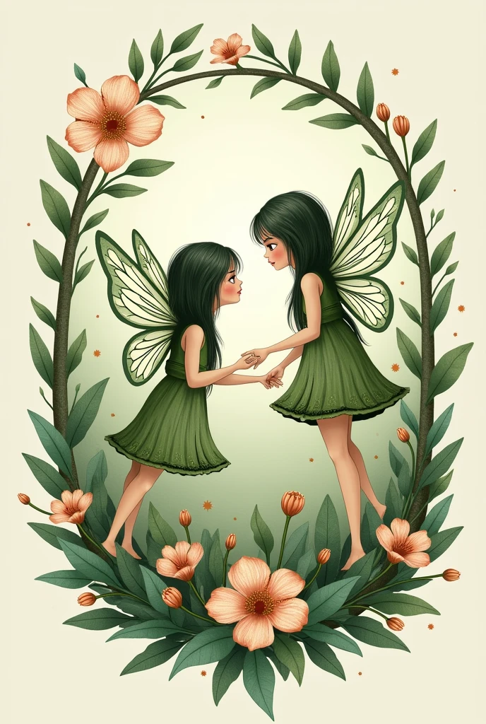 Logo of a small shop called "artisan fairies" crochet crafts, with green and cream colors that transmit magic, delicacy and a touch of cuteness
