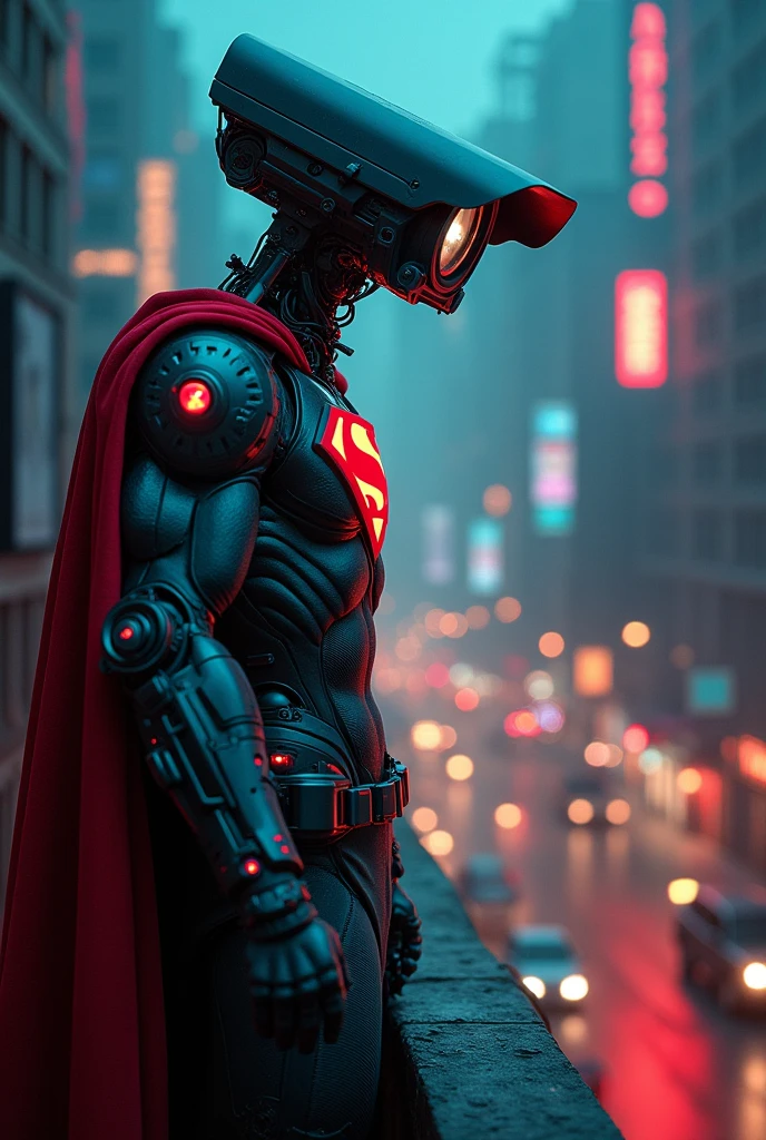 Take a picture of a surveillance camera in a superhero costume while it stops a thief from stealing