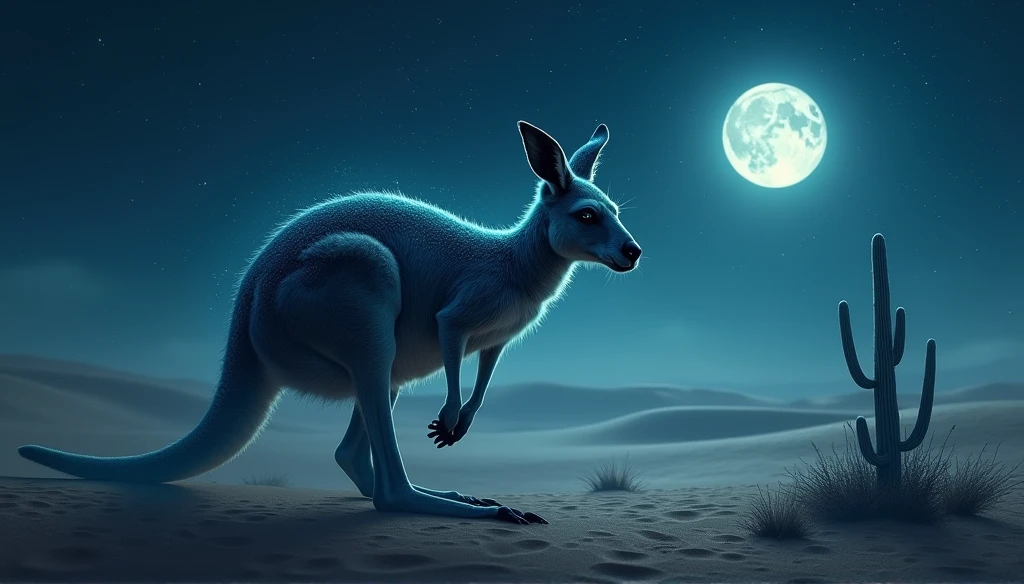 Kangaroo，desert，Mystical Night