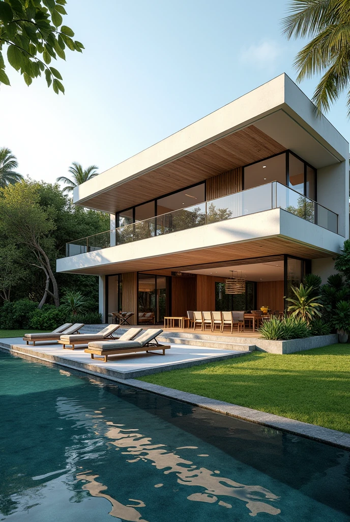 Exterior desing , modern residence in Brazil , ultra realisitic , 4K , High-resolution rendering