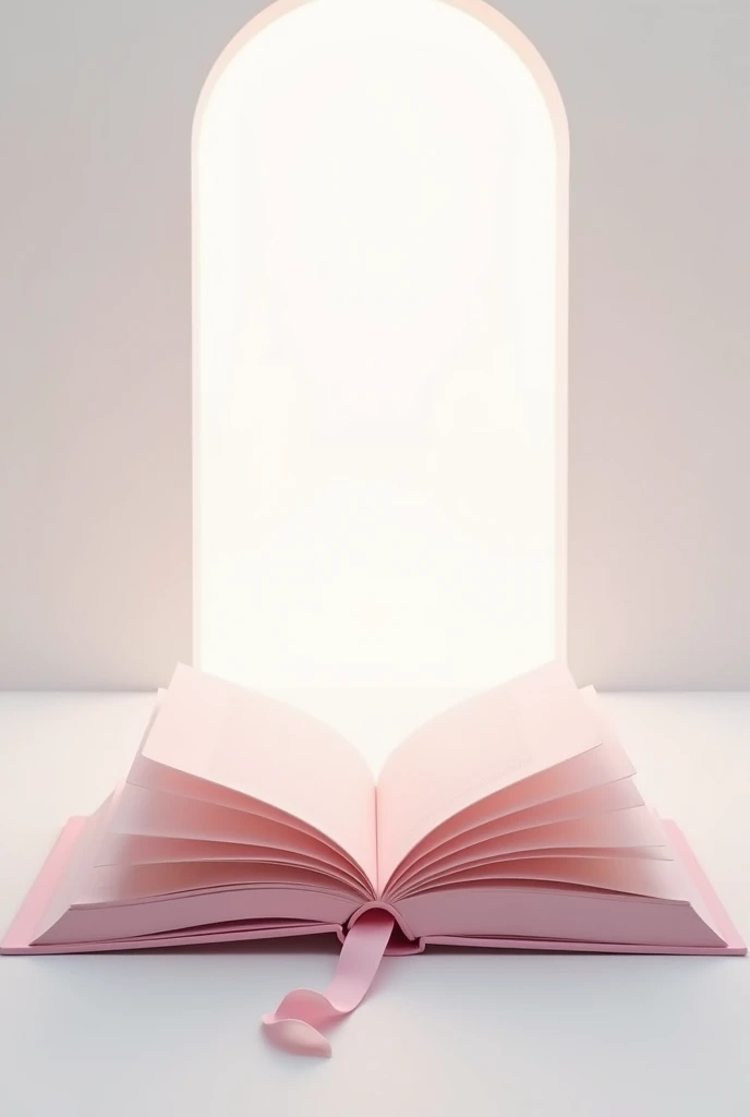 A Holy Bible, wide open, pages facing forward, with blank pages, pink cover,  com fundo branco