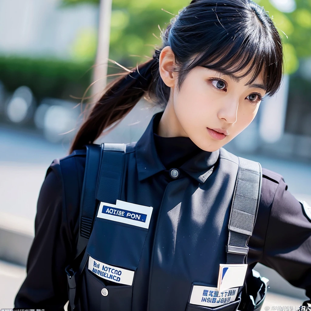 a perfect illustration of artifical intelliengence(。.AI) After 5143, 8K, Extremely detailed , flawless,hyperdetailed face,16-year-old girl,Eight-headed body,japanes,Silky light blue hair,Bitgirl,A device with an optical rifle in both hands,Background of the near future,During night combat,Rifle shooting scene,Smile,Dress Type,Wear a white troop jacket