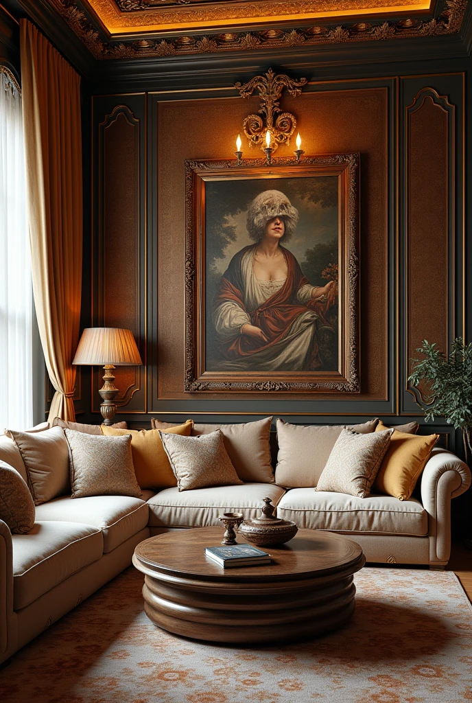 Beautiful living room and wall paper design with beautiful painting art size 25x25 inches 