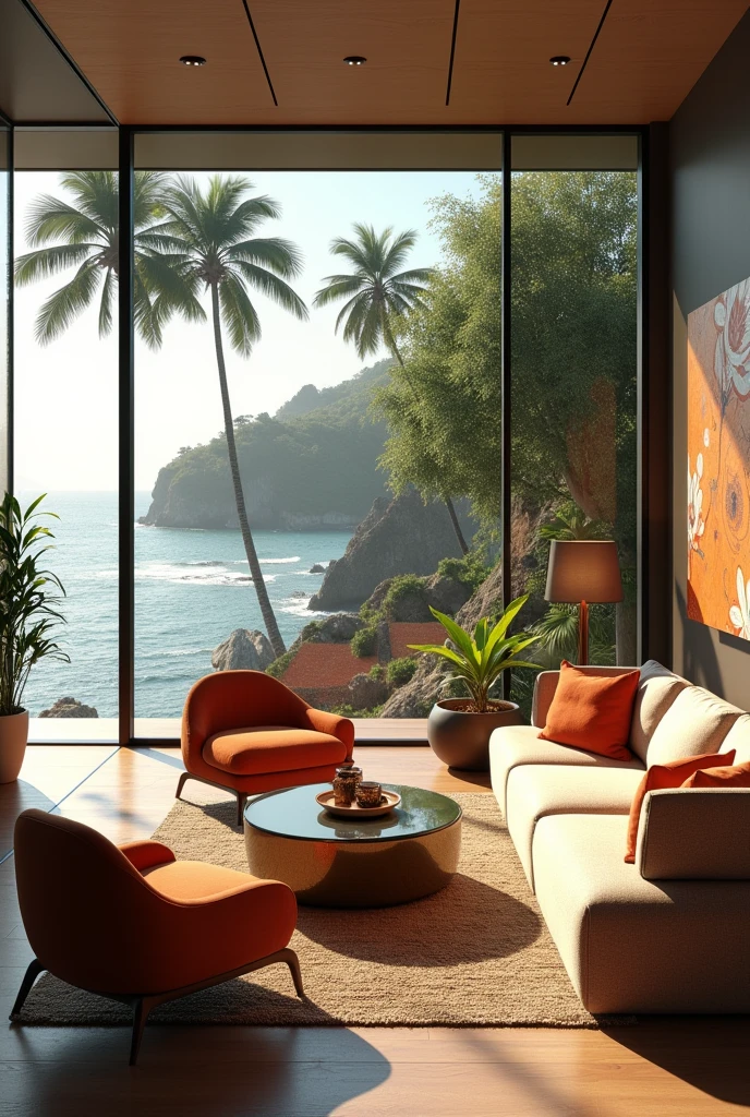 Interior desing , living room in Brazil , ultra realisitic , 4K , High-resolution rendering