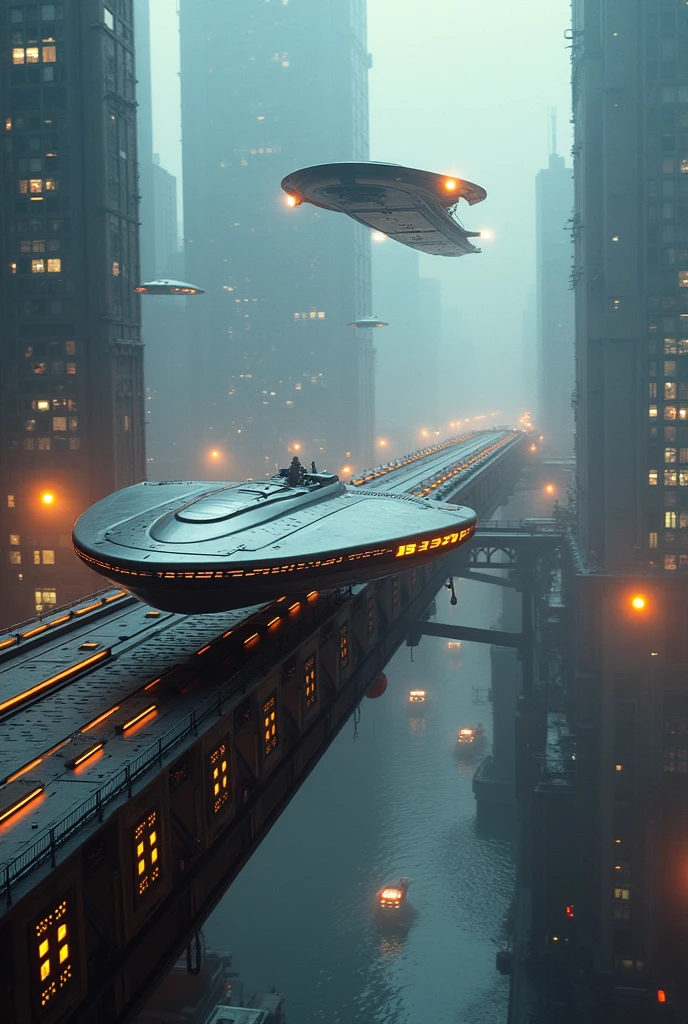Wolgast Bridge, Blade Runner 2049, future, boats that fly
