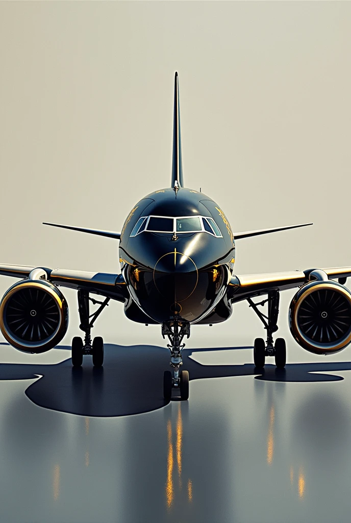 A320 airplane painting glossy black with gold

