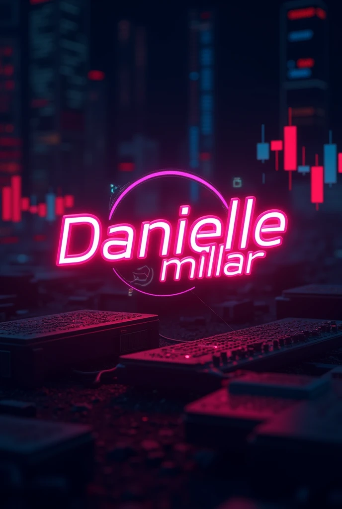 "Danielle Millar" logo fluorescent with stock market