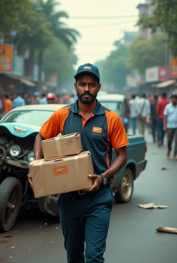A hard working Indian delevery boy accident photos