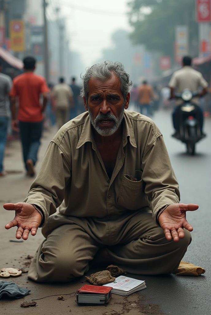 A indian men begging Bangladeshi visa at road
