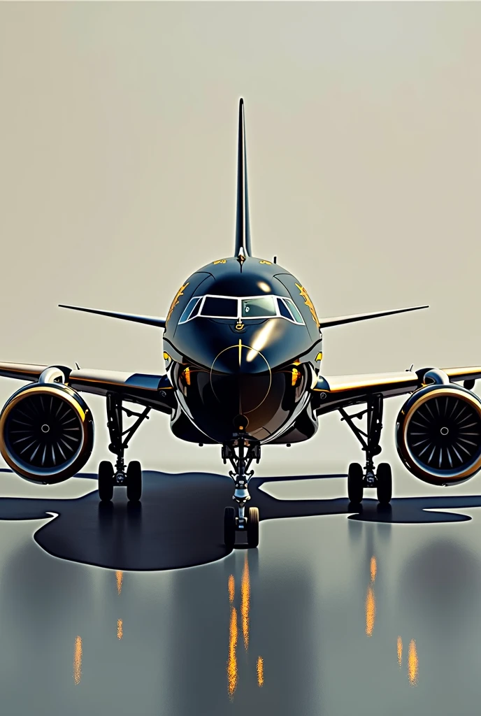 A320 airplane painting glossy black with gold