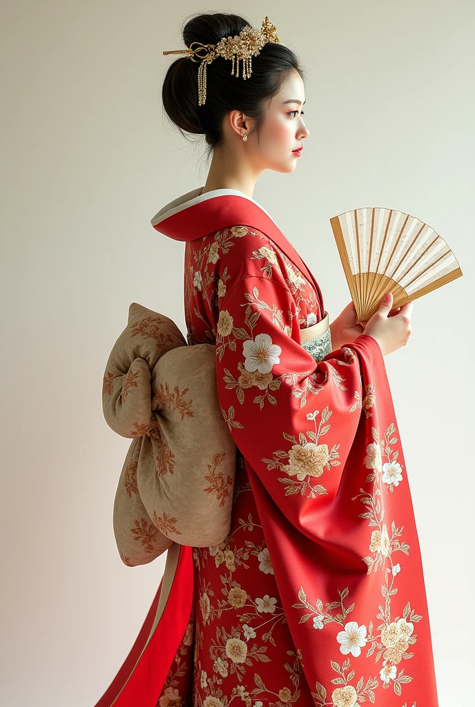 Japanese girl in wedding dress, full body view