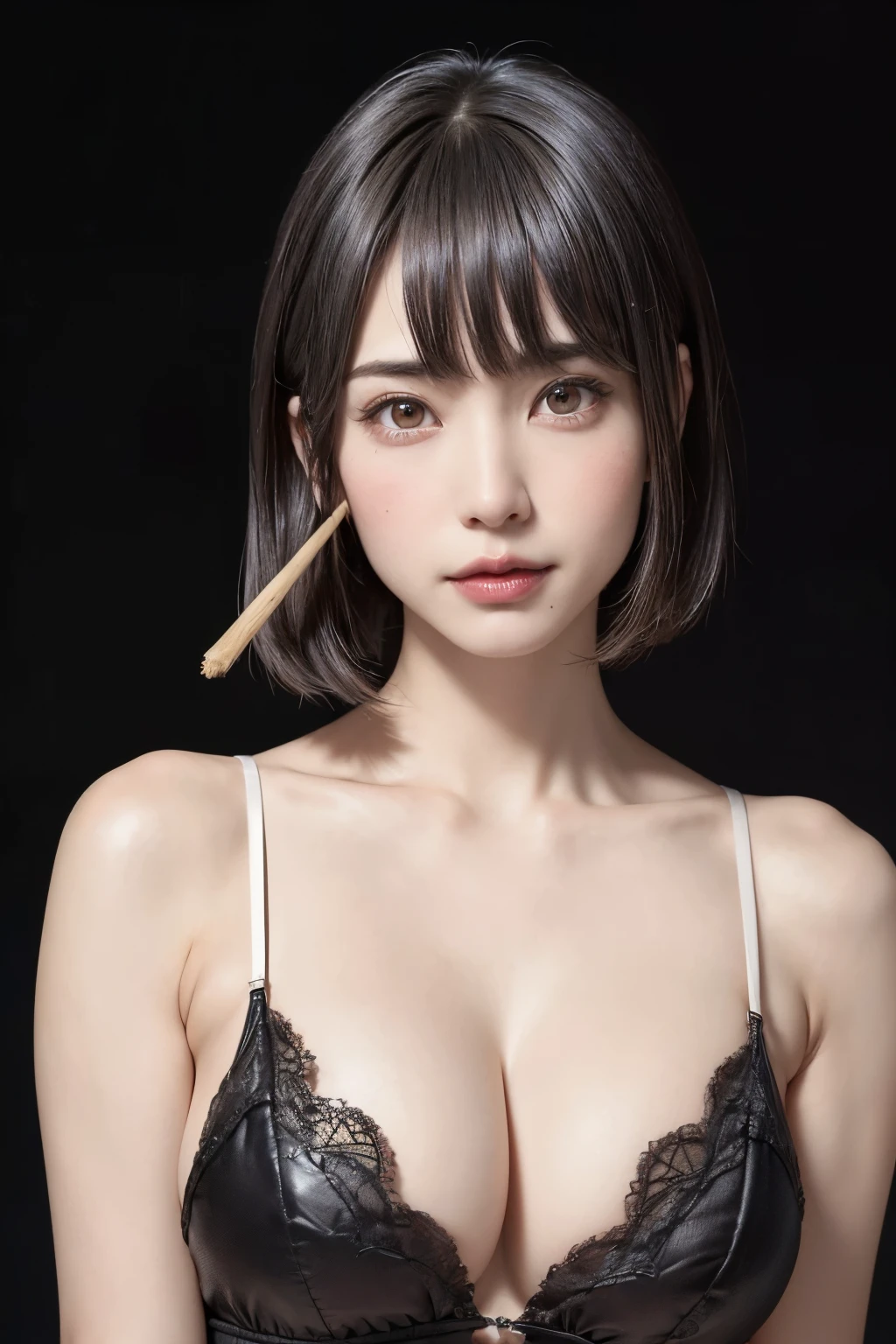 (Tabletop, Highest quality、Ultra-high resolution、Face focus focus、Focus on the side、Focus on the navel、Focus on the décolletage、Very attractive beauty、Add strong highlights to the eyes、Look closely at the camera:1.4、Really beautiful bangs:1.4、Short Brunette Bob(With bangs):1.4),1 girl, Report, Black-haired, Realistic, Looking at the audience, Pale black eyes, short hair, lips, Lip gloss, Upper Body、Big eyes、eyelash)、((Italian natural background、Hyper Realistic Stick:1.4))、((short hair with bangs:1.4、Beautiful 46-point bangs:1.4、{Hugeな|big|Hugeなな|Mega} chest:2, chestの谷間:2、Big eyes、Give students a very strong highlight、very bigger chest、Looking at the audience、Very beautiful beauty、Show me your ears、Beautiful long neck、Beautiful neckline、smile、A smilee Beautiful Teeth、Open your mouth and smilee))、2、Very cute supermodel、Perfect Anatomy、{Huge|big|Hugeな|Mega} chest, chestの谷間