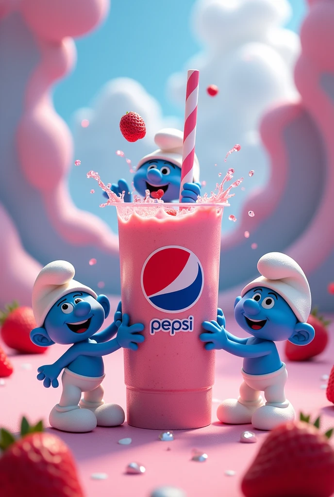 Pepsi Strawberry Yogurt with the Smurfs in the picture 