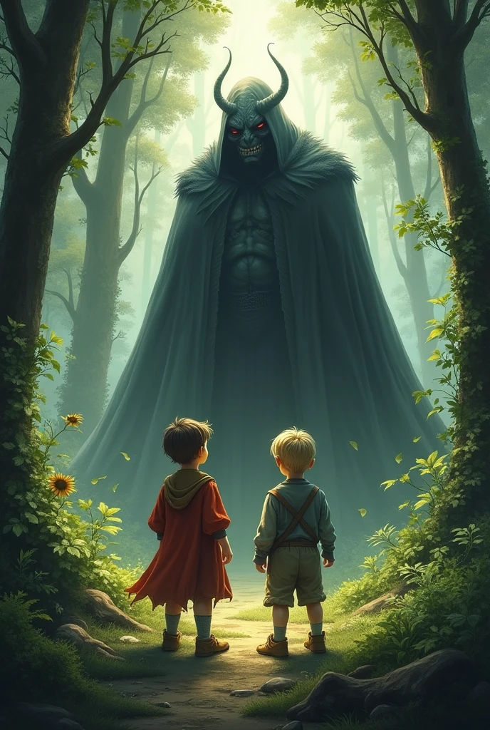 Two  and a villain in the forest 