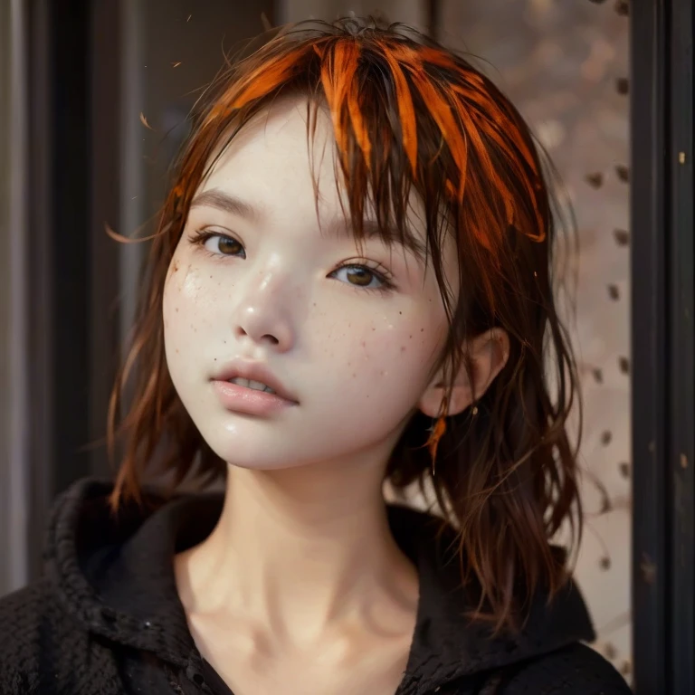 a beautiful japanese college girl with some freckles on her face inspired by hamada hideyaki shot by contax g1 with portra 800 film roll, ()), ,((intricate scenery)),(), ((sun rays)), ((front view:1.4)), 