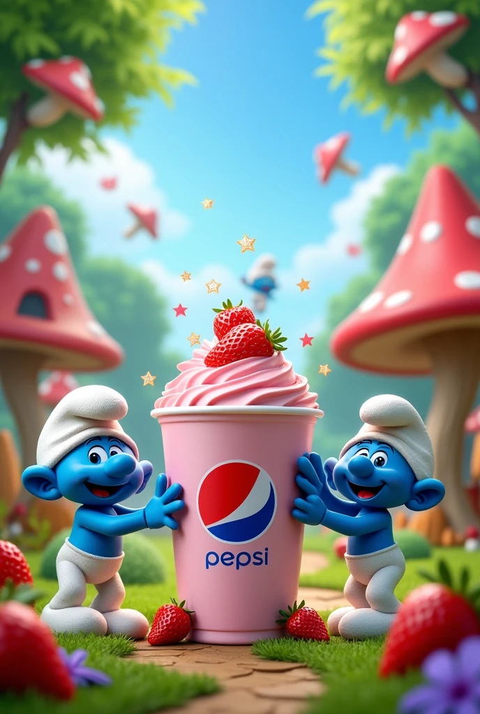 Pepsi&#39;s strawberry yogurt ad in partnership with the Smurfs