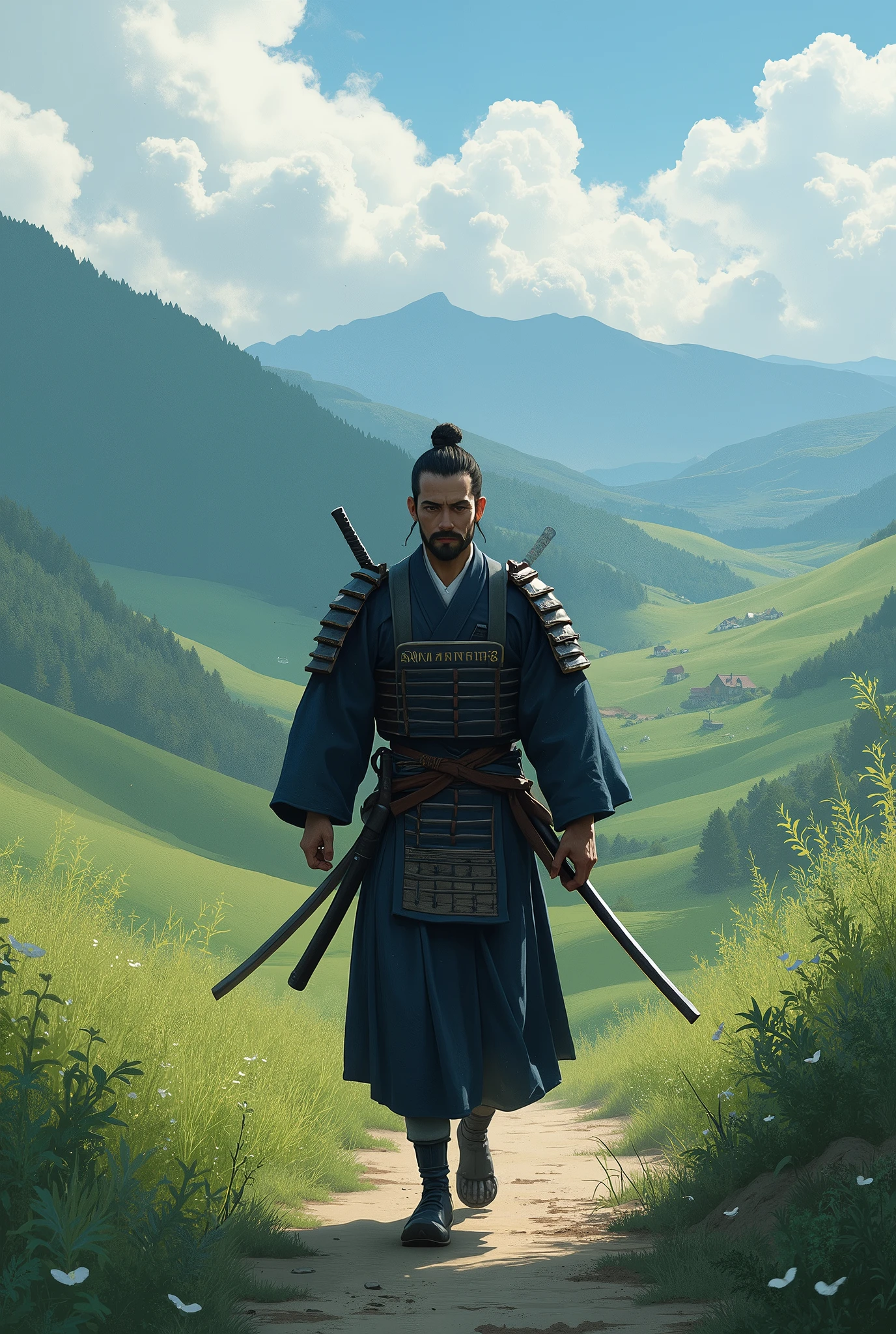 a skilled samurai named Hiroshi roamed the countryside