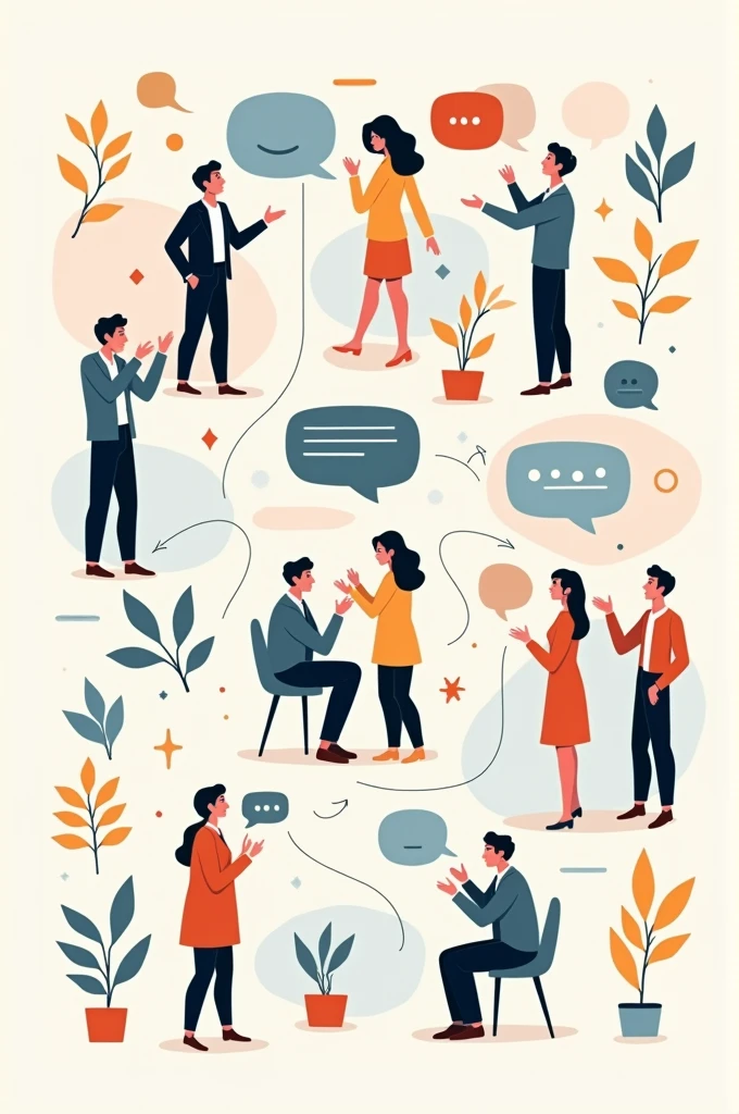 Infographic of spontaneous communication and having the conversation, dialogues, discussion and conversation 