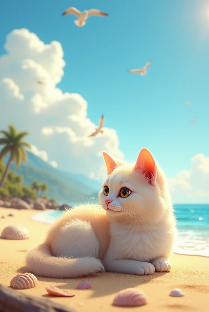 A cat on the beach
