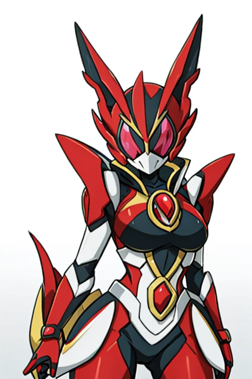 An alien with a red body and white lines、Silver Mohawk､Women&#39;s Ultra Seven、Sexy pose、Squat with your feet apart、chest, High resolution, 