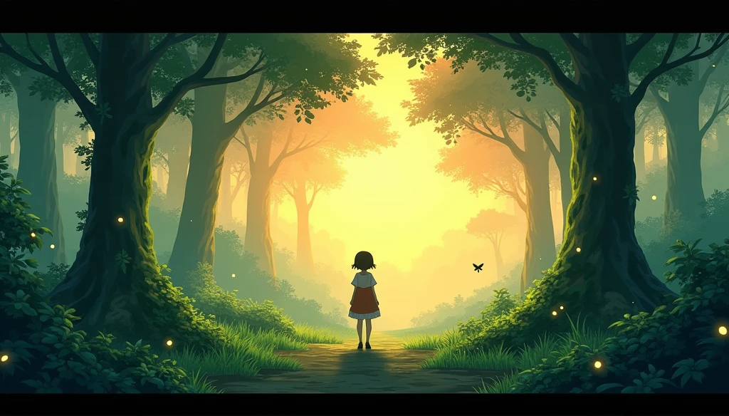 eventide, studio ghibli type, lost woods landscape