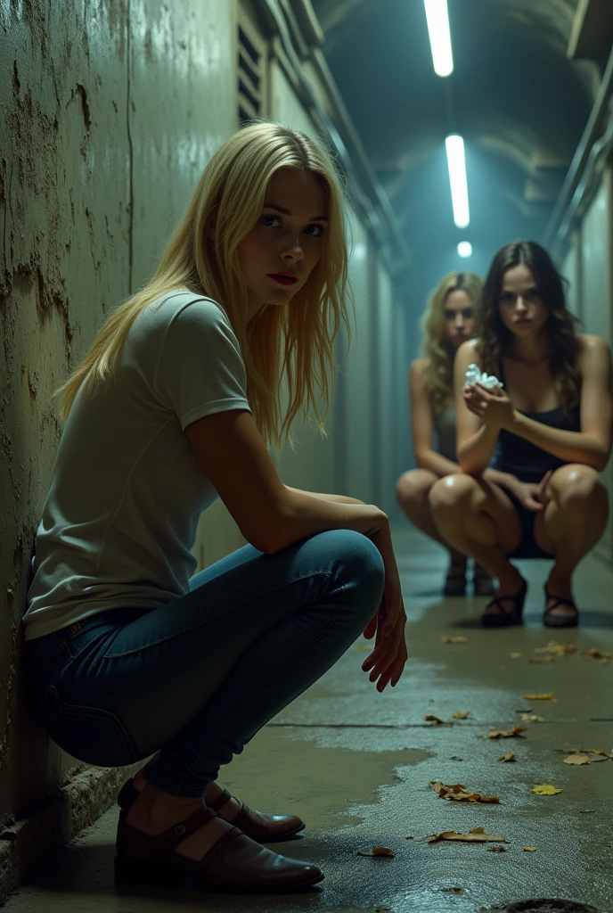 abandoned toilet,Sexy standing pose,Garbage all over the ground,grimy,Dilapidated,Devastated,Light pink transparent bikini,best qualtiy,full-body portraits(1:1),18 years old girls,lean and slender body,Skinny,Smaller bust,The barefoot,junk,exhibitionism,exhibitionists,no clothes are worn,don't have clothes