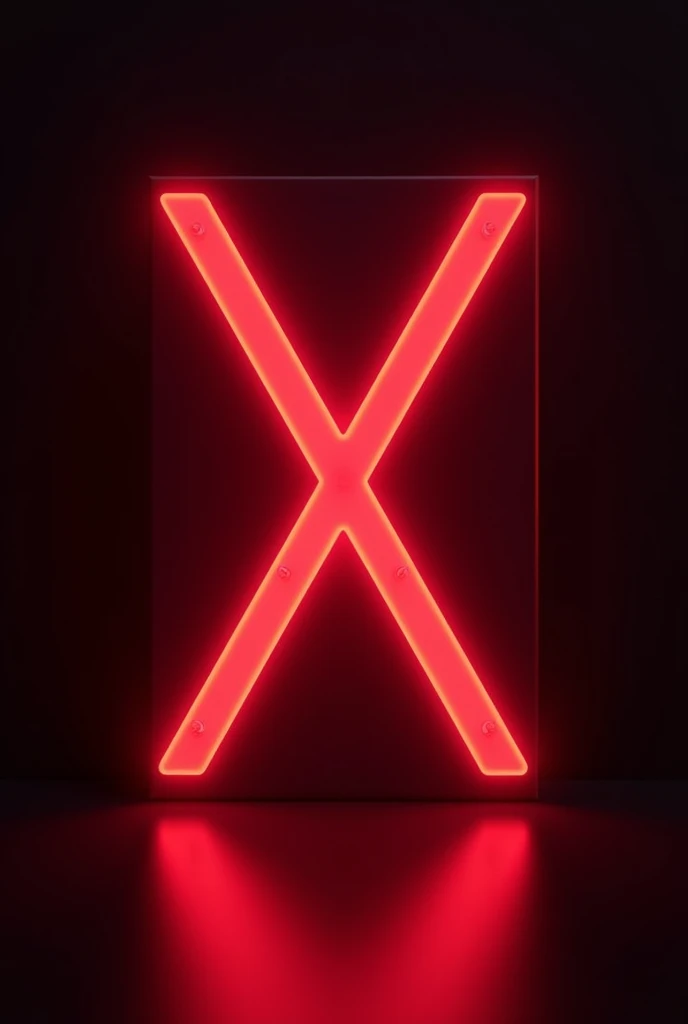 Background of a flyer ,of a x red neon led with black screens ,with red light falling from the ceiling and black background 