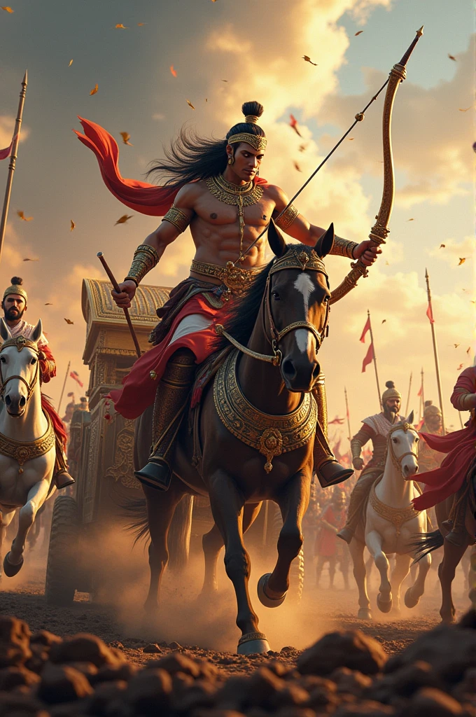Arjuna in war upon the radham,