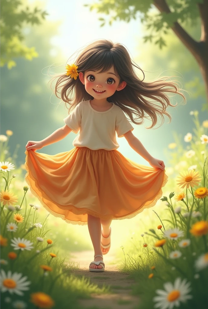 Girl with upside skirt