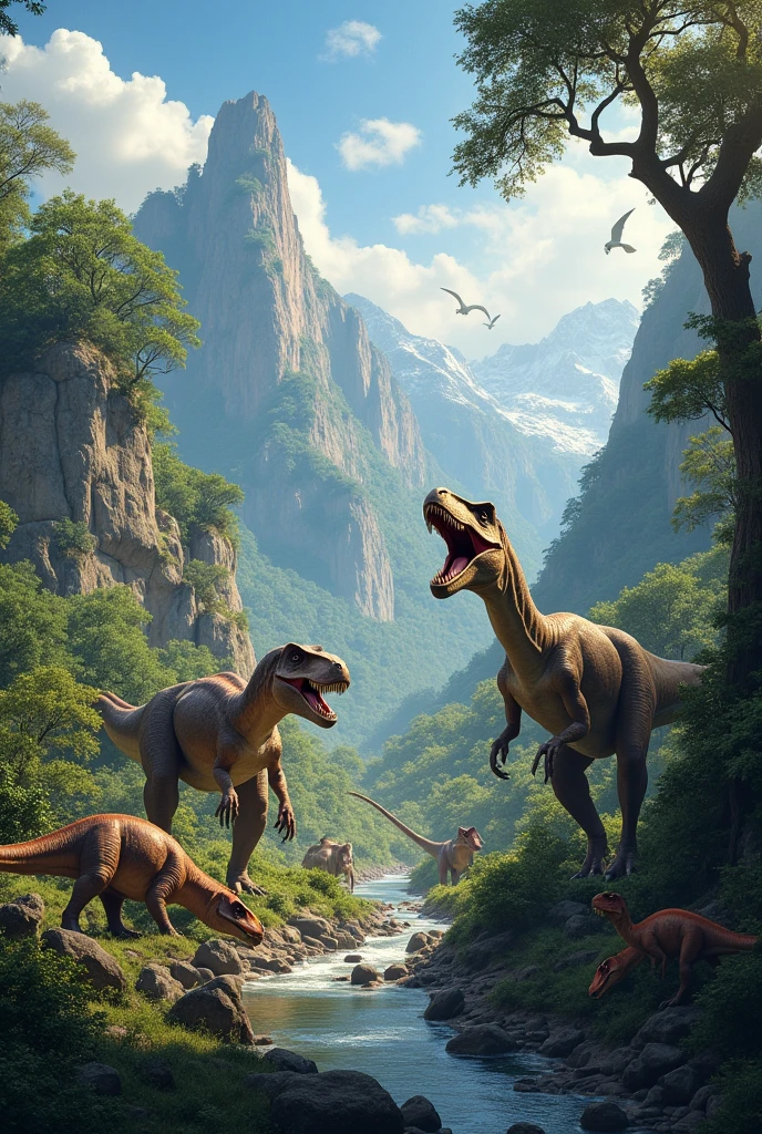 Jurassic period with dinosaurs 
