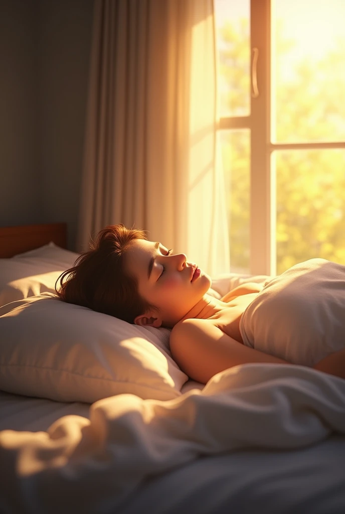 A bed placed right next to the window, Sunlight shining directly on the face of a sleeping person causes discomfort
