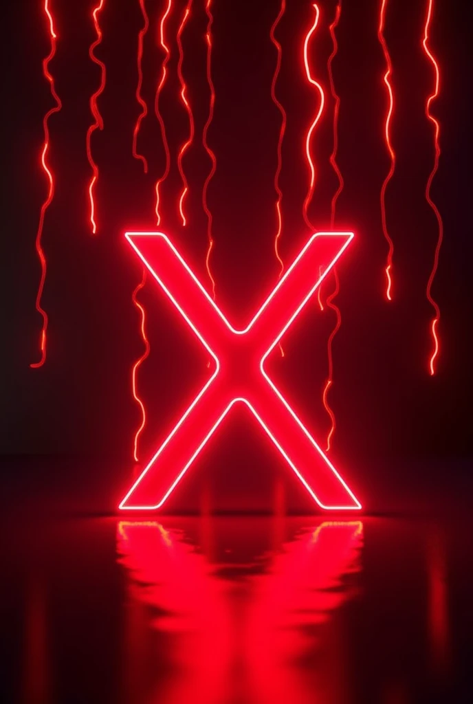 Background of a flyer ,of a x red neon led with black screens ,with red light falling from the ceiling and black background flexing red neon lights like lightning passing behind the x.
With name in led forró Evolution