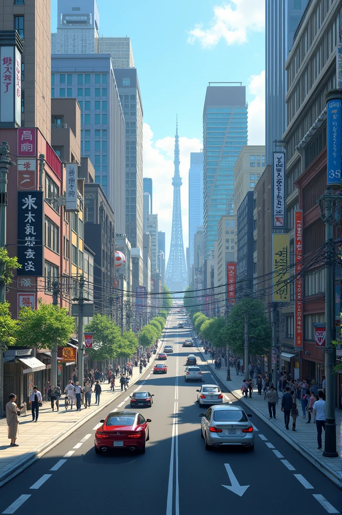 Straight roads in urban Japan