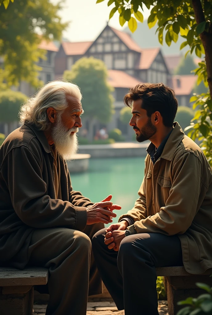 Old man talk with young man