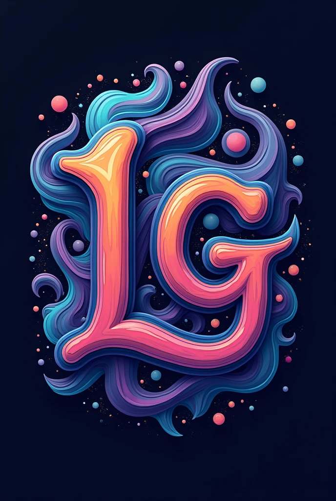 Create a professional logo for a photographer using the name Lucid Gallery, focusing on the initials with psychedelic details using an image of a camera.